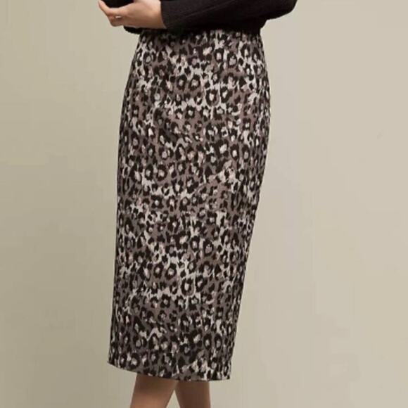 Tracy Reese Anthropologie Berlin Silk Leopard Pencil Skirt - Picture 1 of 8